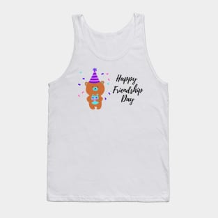 happy friendship day brown teddy bear illustration Tank Top